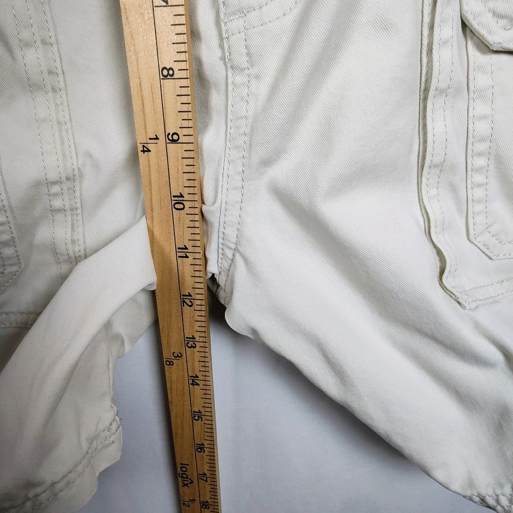 Croft & Barrow Mens 34 Cargo Shorts Beige Cotton Elastic Waist Utility Hiking